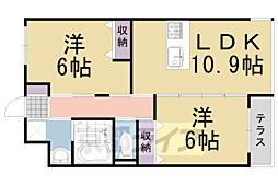 ルーヴル円明寺 2階2LDKの間取り