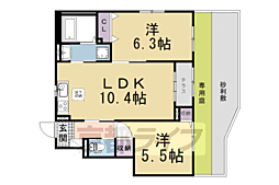 JR奈良線 桃山駅 徒歩8分の賃貸アパート 1階2LDKの間取り