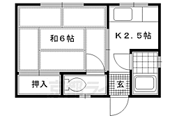 京阪本線 龍谷大前深草駅 徒歩7分の賃貸アパート 2階1Kの間取り