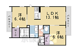 シャーメゾン西向日 3階2LDKの間取り