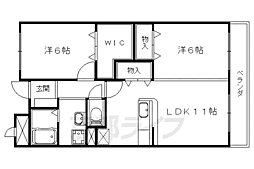 京都地下鉄東西線 石田駅 徒歩20分の賃貸マンション 1階2LDKの間取り