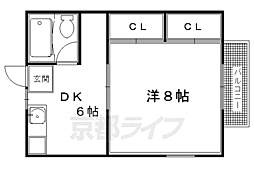 若草ハイツA 1DKの間取図画像