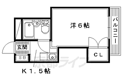 サンエイハイツ 1Kの間取図画像