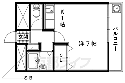 セントーサ 1Kの間取図画像