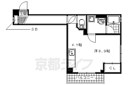 エバー・グリーン六地蔵駅前 1Kの間取図画像