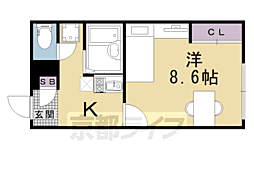 レオパレスアルモニ2番館 1Kの間取図画像