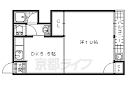青田マンション 1DKの間取図画像