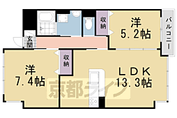 ユニヴァリィ美咲 2LDKの間取図画像