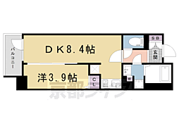 京都市上京区長門町マンション 1DKの間取図画像