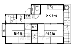 中島マンション 2DKの間取図画像