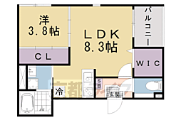 ハーモニーテラス勧修寺平田町2 1LDKの間取図画像