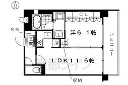 リーガルマンション京都御所西2 1LDKの間取図画像