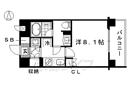 リーガルマンション京都御所西2 1Kの間取図画像