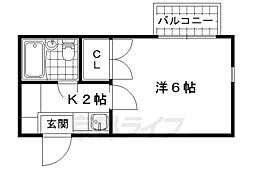 レオパレスRX山科 1Kの間取図画像