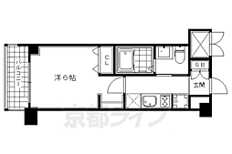 エステムプラザ京都三条大橋 1Kの間取図画像