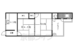 西賀茂大将軍荘 2Kの間取図画像