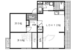 アイル宇治ウエスト 2LDKの間取図画像