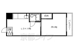 グランディール嵯峨 1LDKの間取図画像