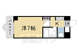 パラドール西院パート2 1Kの間取図画像