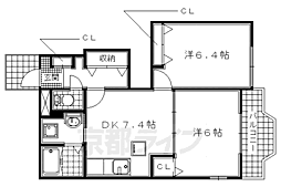 リアフォレストサガラ 2DKの間取図画像