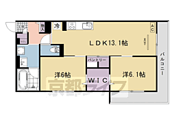 宇治市木幡西中アパート 2LDKの間取図画像