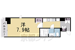 キンブリッジ京都千本丸太町 1Kの間取図画像