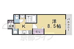 カーサグラン洛西 1Kの間取図画像