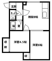 フジハウス2 2DKの間取図画像