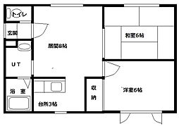 クリスタル・F 2LDKの間取図画像