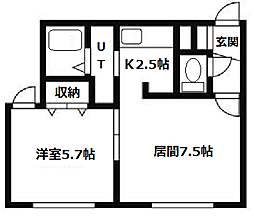 デュ・オール北野 1LDKの間取図画像