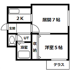ハウスオブリザ栄通 1DKの間取図画像
