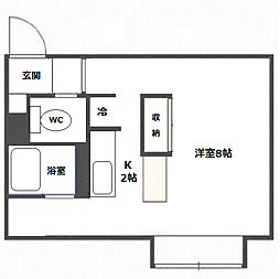 アルファアパル澄川 ワンルームの間取図画像