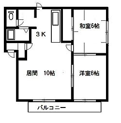 メイプルコート 1階2LDKの間取り