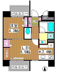 ブランシュール北町 1LDKの間取図画像