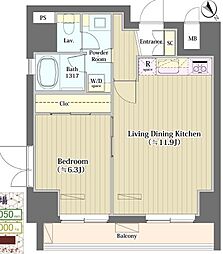 メゾンYFT 1LDKの間取図画像