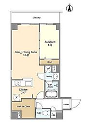 アルファコート下赤塚 2階1LDKの間取り