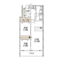 練馬区田柄4丁目マンション 2LDKの間取図画像