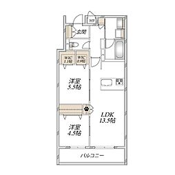 練馬区田柄4丁目マンション 2LDKの間取図画像