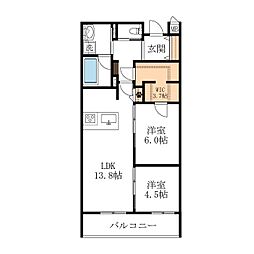 練馬区田柄4丁目マンション 2LDKの間取図画像