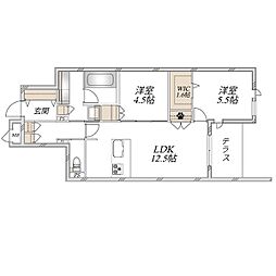 練馬区田柄4丁目マンション 2LDKの間取図画像
