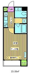 ブランシュ蓮根 1Kの間取図画像