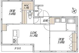 (仮称)新座市東北メゾン 2LDKの間取図画像