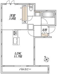 (仮称)新座市東北メゾン 1LDKの間取図画像