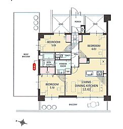 レクセルガーデン西国分寺 3LDKの間取り