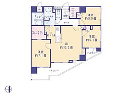 レアシス国立大学通り 3LDKの間取図画像