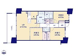 ザ・プレイス八王子 3LDKの間取図画像