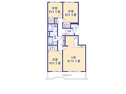 西原グリーンハイツ1号棟 3LDKの間取図画像