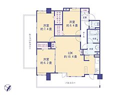 ライオンズグローベルめじろ台 3LDKの間取図画像