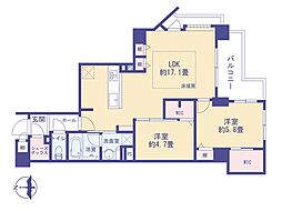 ガーデンズ国立西館 2LDKの間取図画像