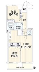 コスモ永山 2LDKの間取図画像